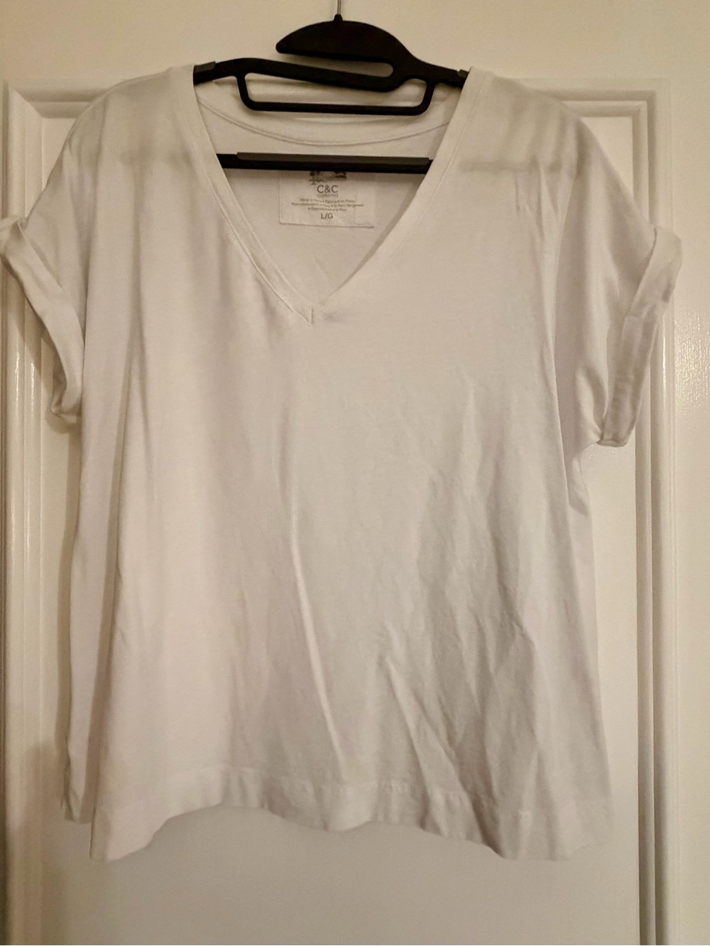 C&C California White V-Neck Short Sleeve Tee